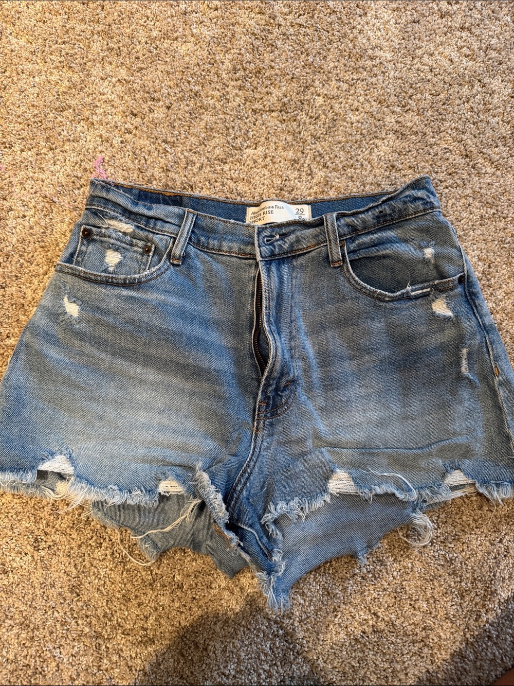 Abercrombie & Fitch Light Blue Distressed Denim Cutoff Shorts